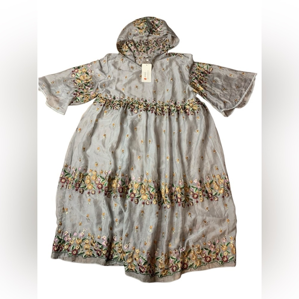 SAIWEIRUO NWT Embroidered Organza Hooded Kaftan Dress 3XL/Plus Size